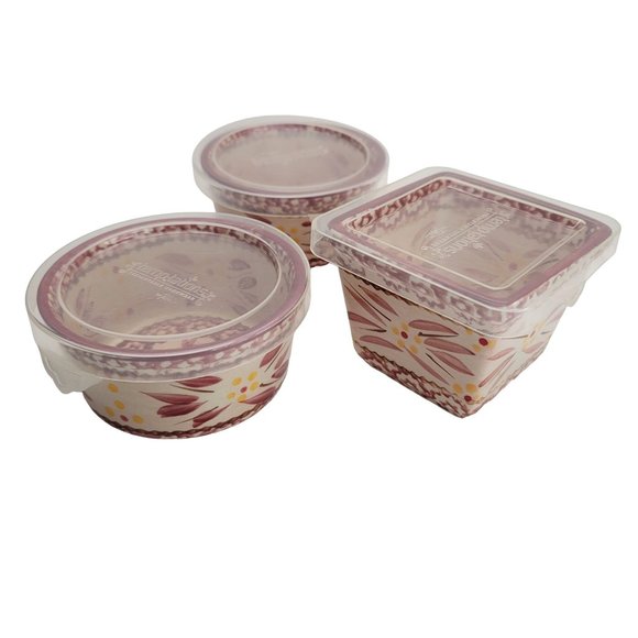 Temptations Old World Red Round and Square Storage Containers Lot by Tara PD23 - Picture 7 of 7